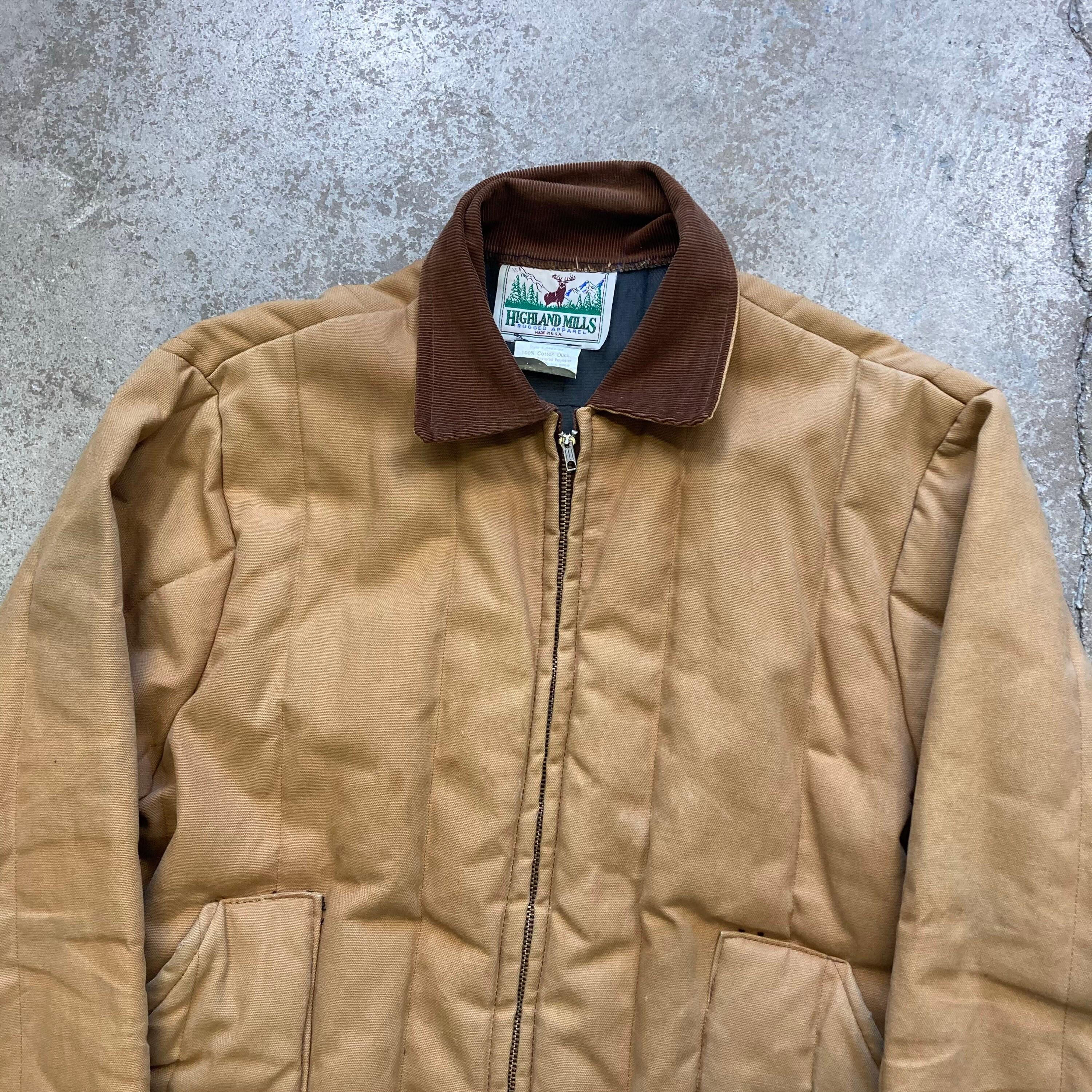 Vintage 1990s Quilted Brown Duck Cotton Canvas Work Jacket Sz XL