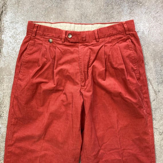 Pantalon en velours côtelé orange kaki Faconnable des années 90 33