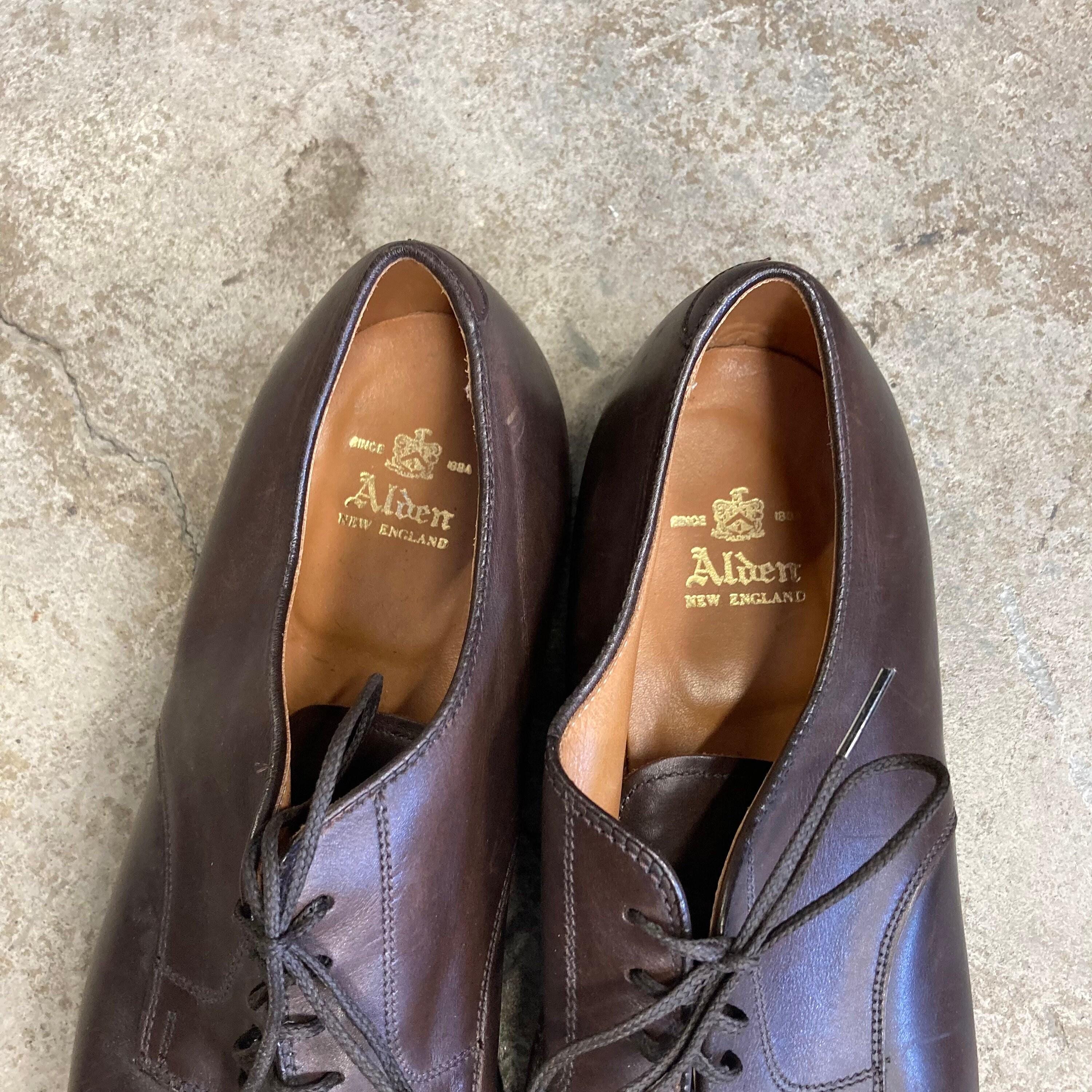 靴 Alden 969 Dark Brown Calfskin Plain Toe Alden 969 Plain Toe Dark Brown Leather Shoes Men's 12 B/D