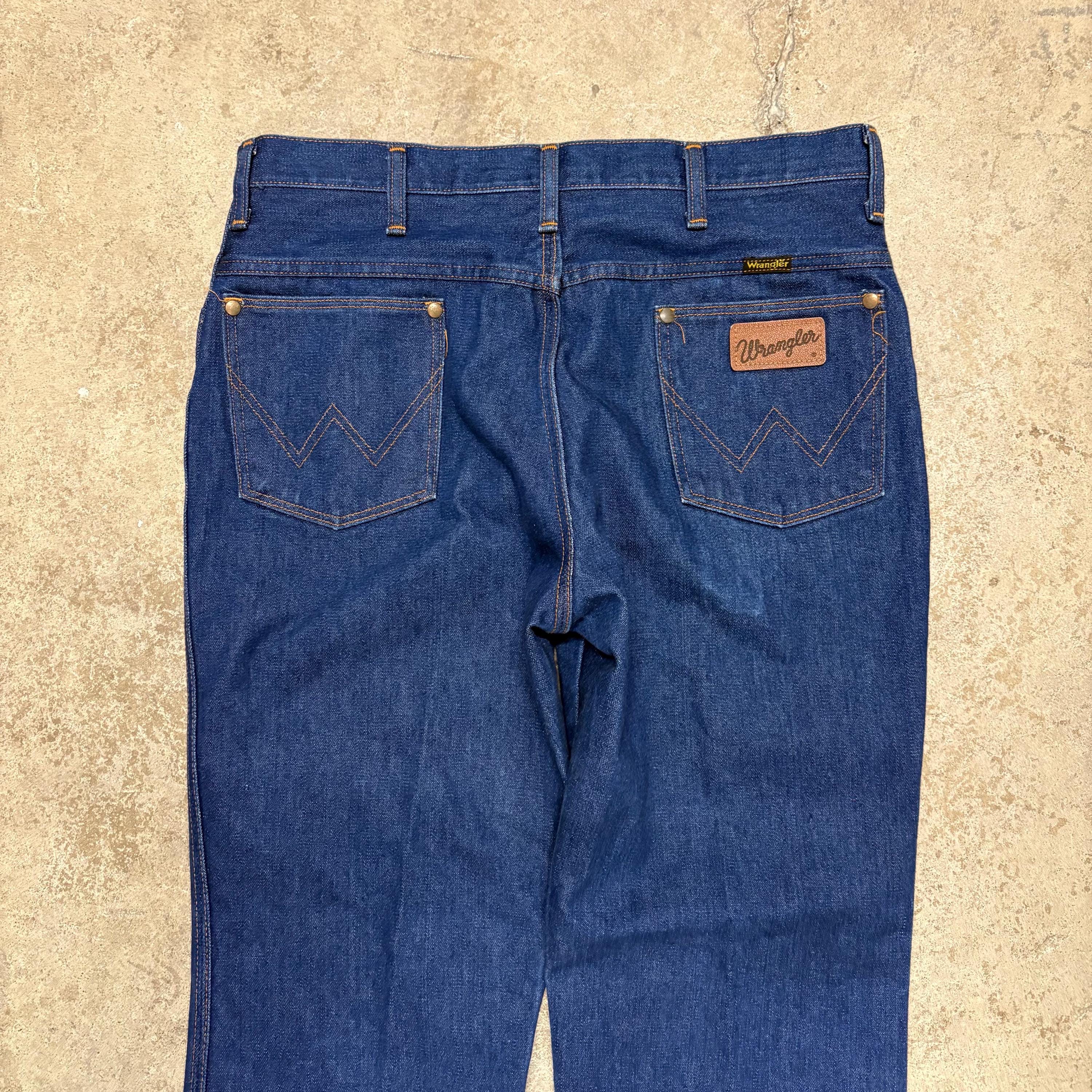 濃紺 70's WRANGLER HAPPY BIRTHDAY AMERICA VTG 70s Wrangler Dark Wash Western Logo Blue 32x27 Denim