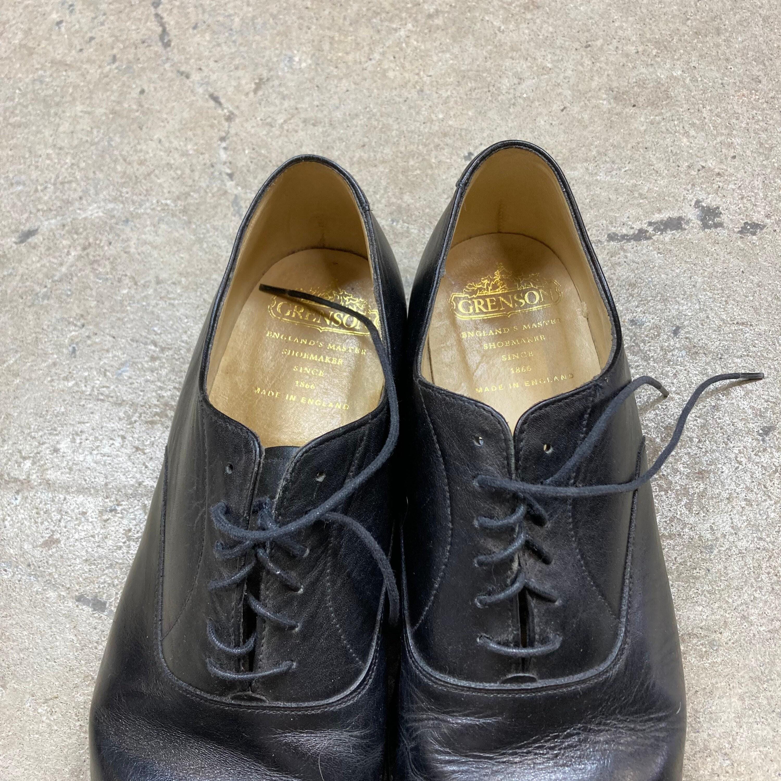 Grenson Black Leather Cap Toe Shoes Men's 9 EF Made in England - Etsy