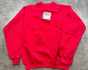 Deadstock Vintage 1990s Hanes Sport Made in USA Red Raglan