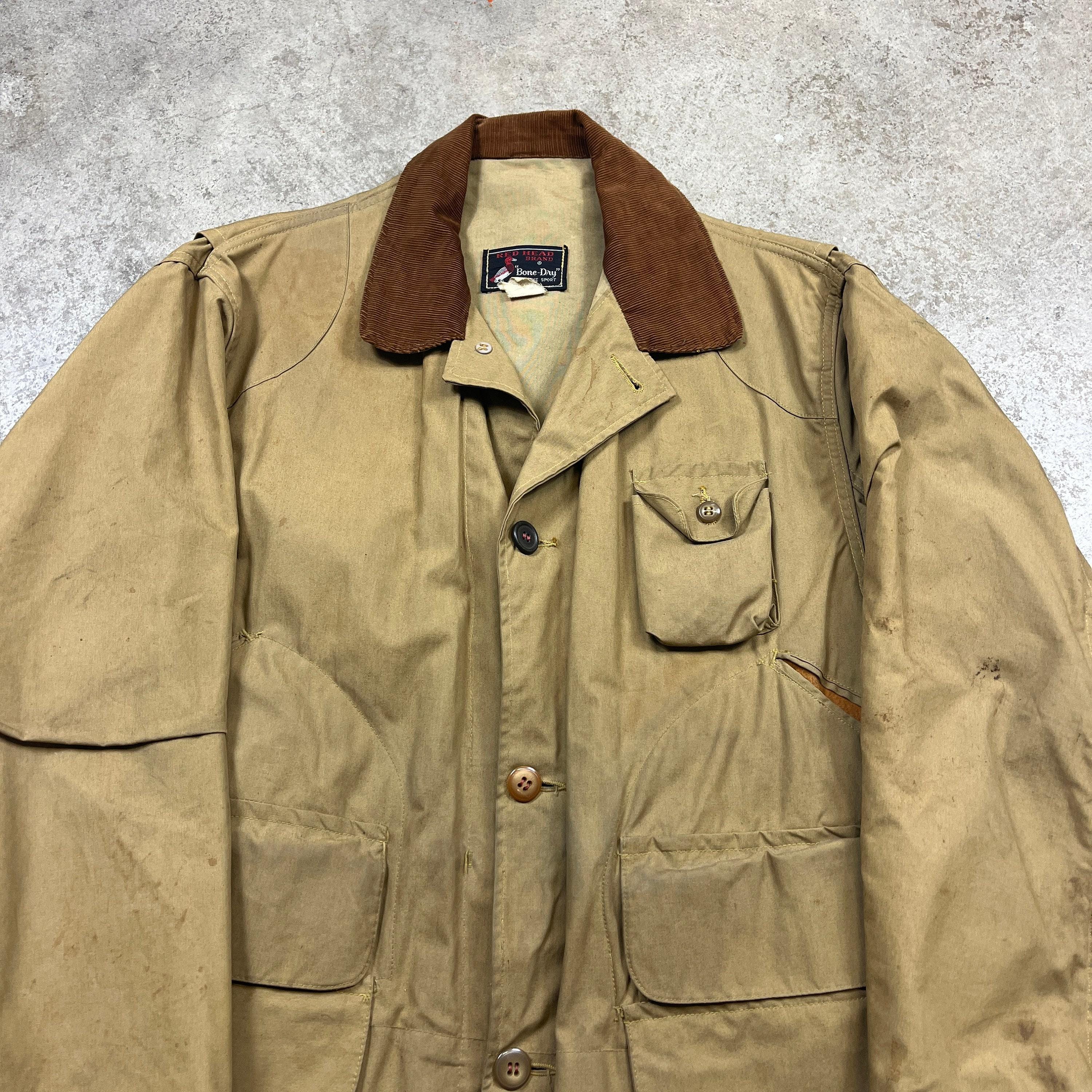 Vintage 1960s Red Head Bone Dry Khaki Canvas Hunting Jacket Coat