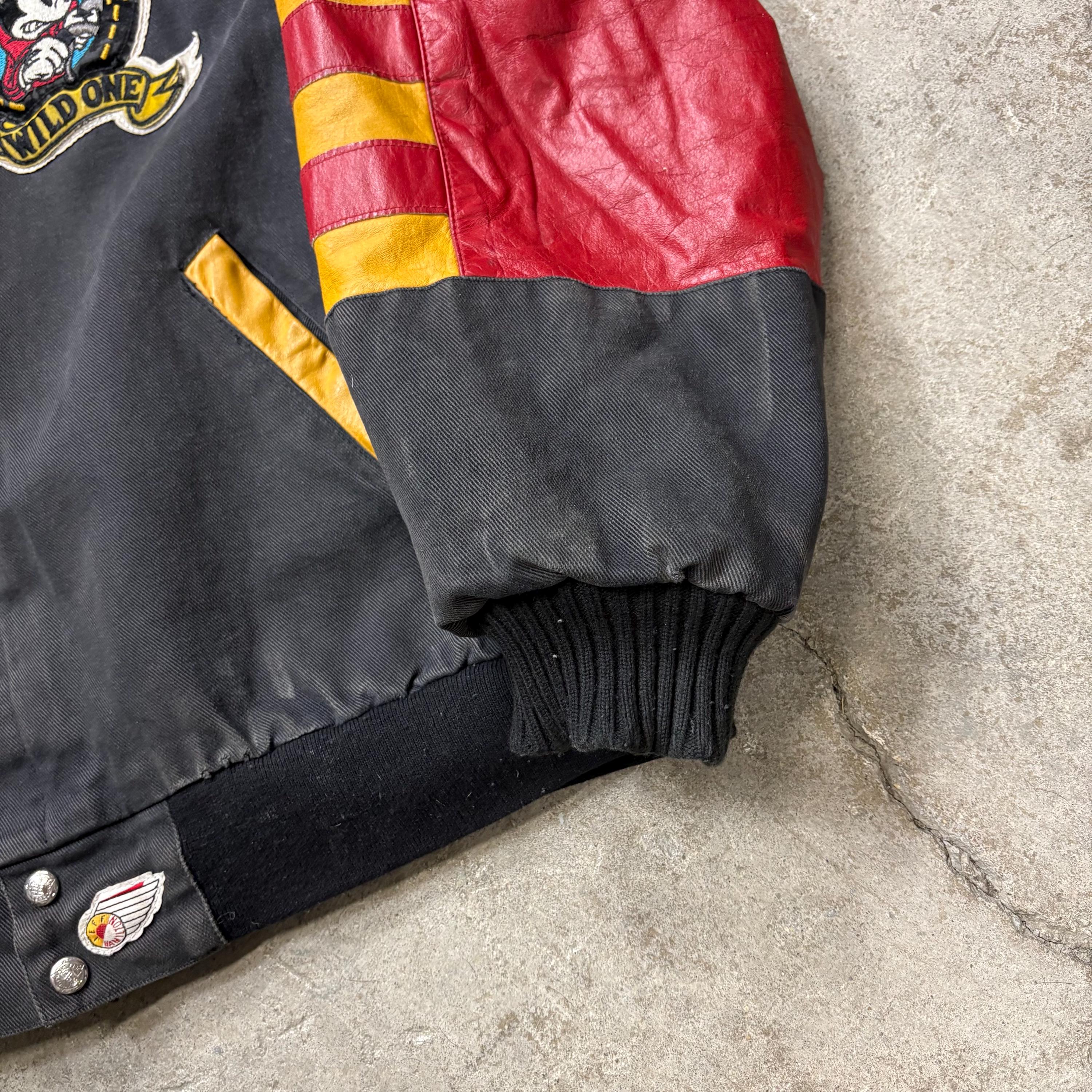 ミッキーマウス レザージャケット WILD ONE Vintage Jeff Hamilton Mickey Mouse “wild One” Patchwork