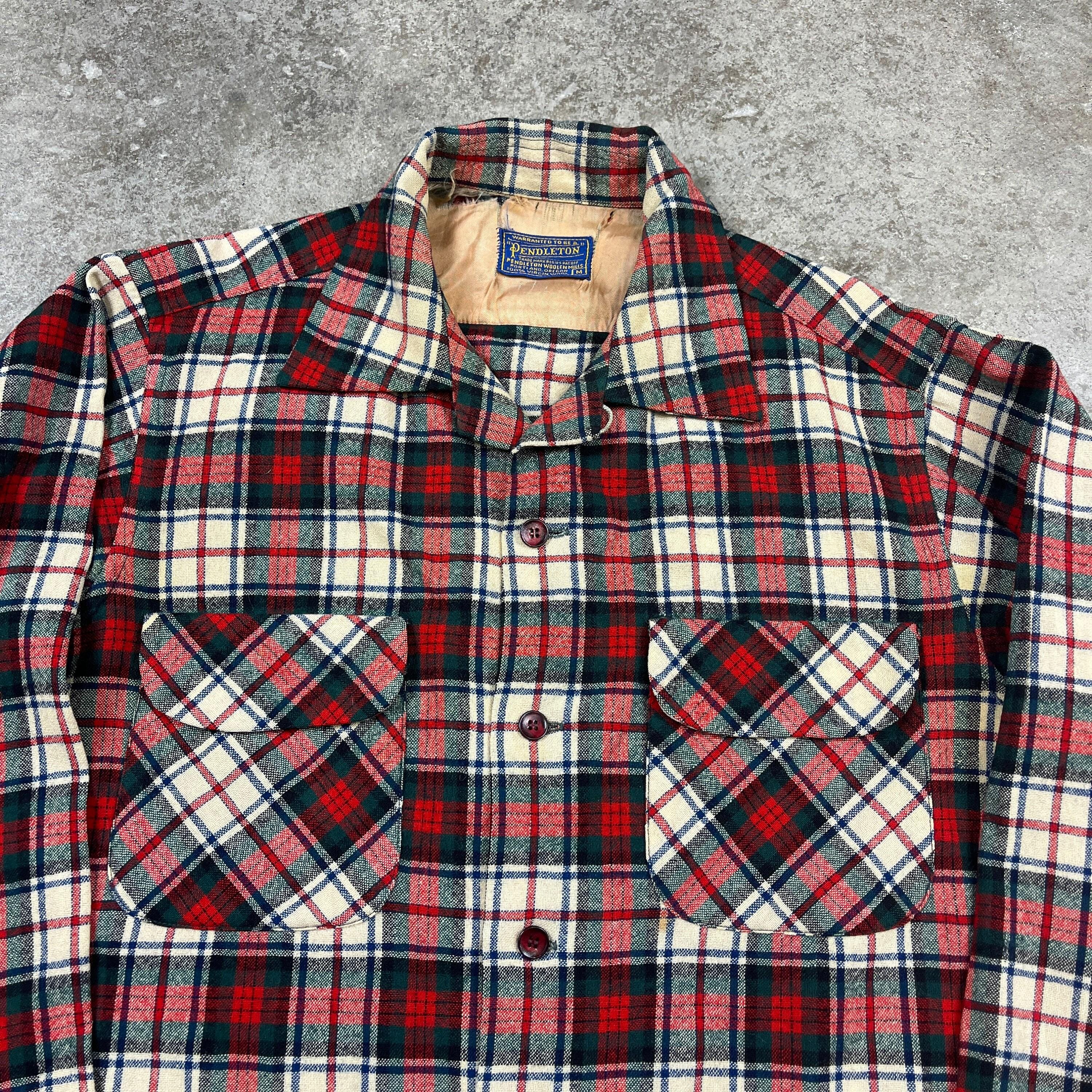 PENDLETON 60年代 ボードシャツ 赤×グレーチェック PENDLETON 60年代 ボードシャツ 赤×グレーチェック 50s