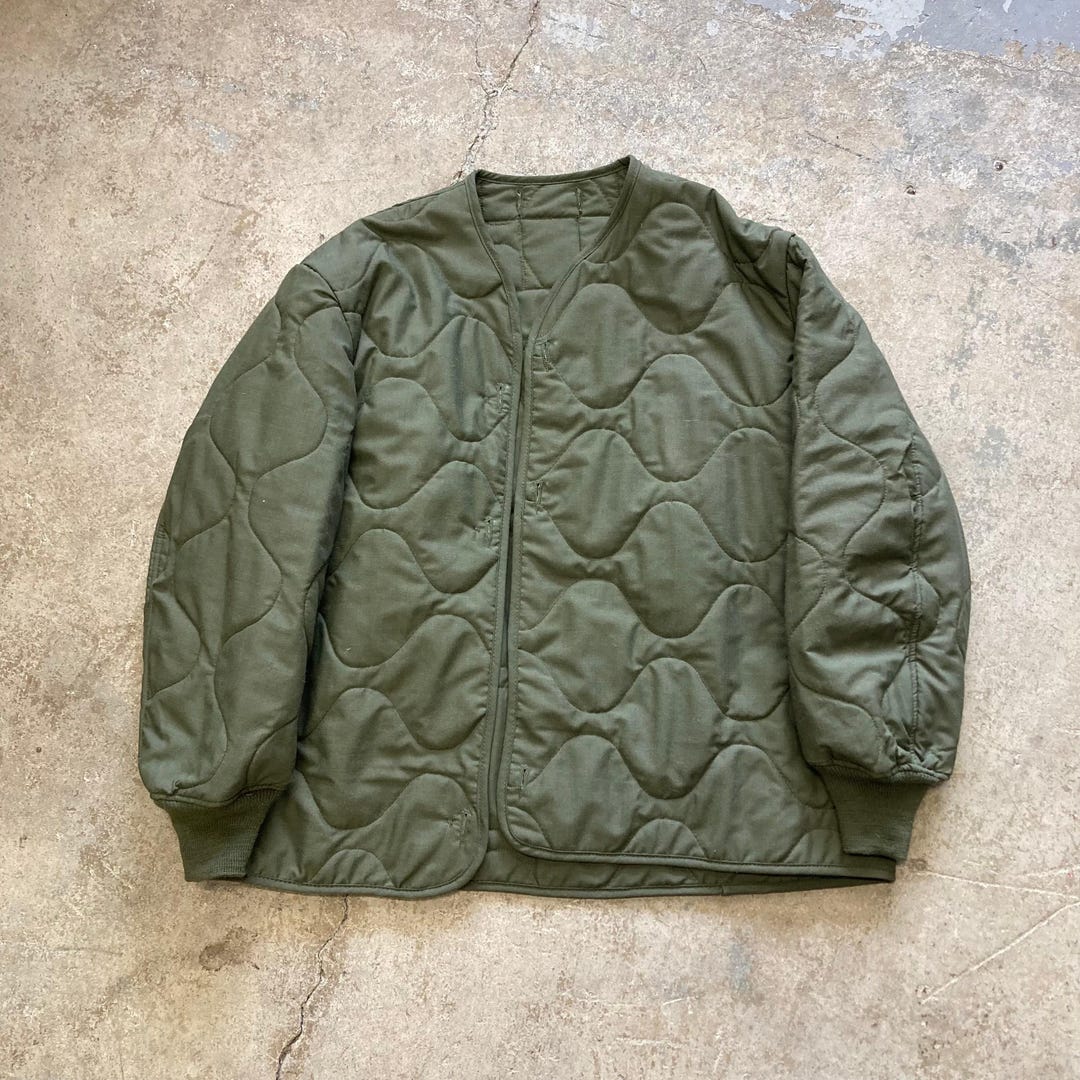 Vintage 1990s US Army Green Quilted Liner Green 483 Aramid