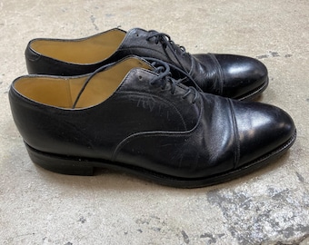 Grenson Black Leather Cap Toe Shoes Men's 9 EF Made in England - Etsy