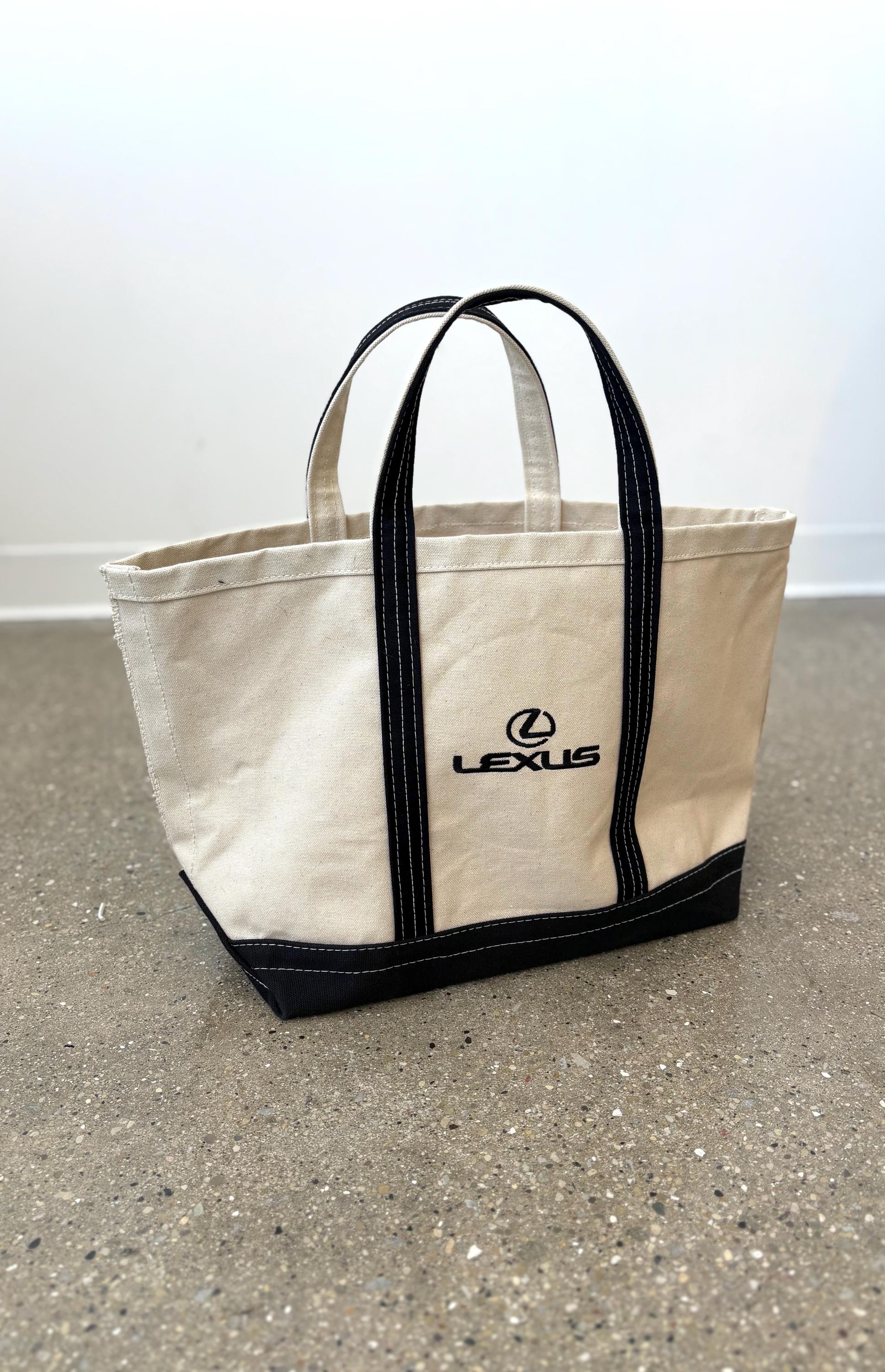 LEXUS 白　サマートートバッグ Lexus Embroidered Canvas Large Tote Bag Made in USA - Etsy
