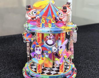 TADC Acrylic Carousel Display Stand: Pomni, Jax, Caine, Ragatha, Kinger, Gangle, Zooble