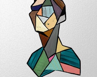 男性のシルエットの抽象的なデジタルアート - モダンアート、ミニマリストスタイル