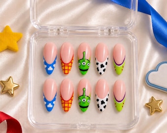 Cartoon Toy Story Press On Nails : Handmade Reusable Nails