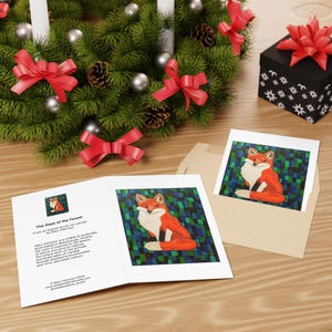 Carte d'art renard roux, carte de voeux vierge, carte d'anniversaire, carte de remerciement, carte forêt, renard, carte faune, carte inspirée de la nature, carte forêt