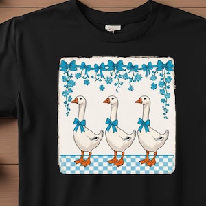 Gansos Vintage PNG, Gansos do Campo, Gansos Azuis Bebê, Gansos de Laço, Dilly Dally