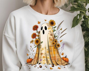 Spook, png, boe-geest, png, trendy halloween-png, cottagecore-spook, preppy herfst png, herfst cottagecore, herfst bloemen png, bloemenspook