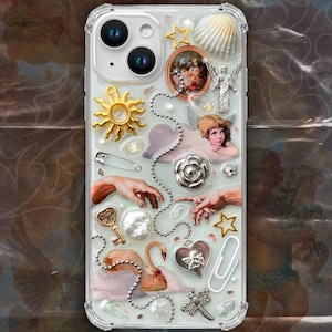Handmade cute phone case with angels, custom 3D epoxy resin cover for iPhone & Android, Junk case