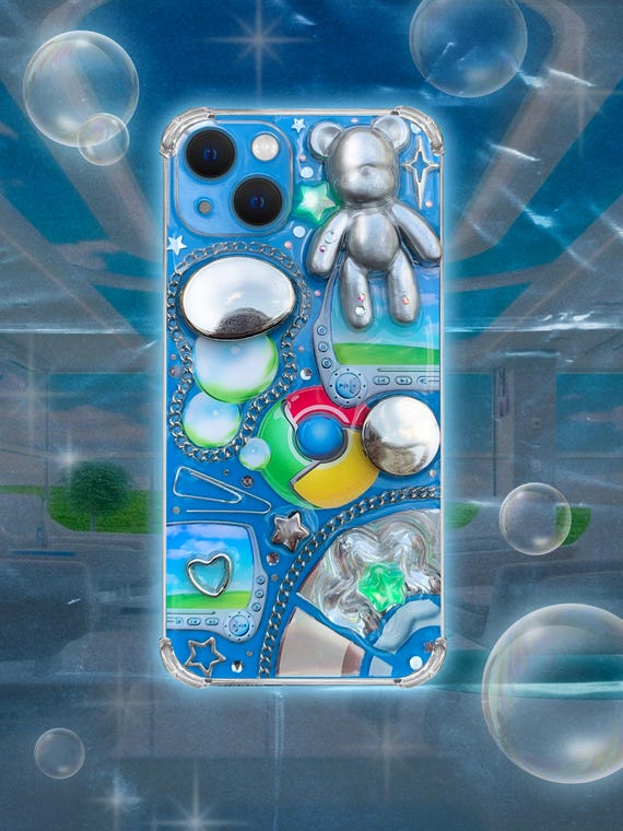 frutiger aero phone case, made with epoxy resin for IPhone X 11 12 13 14 15 16, Plus, PRO, MAX models, junk case | Android samsung xiaomi
