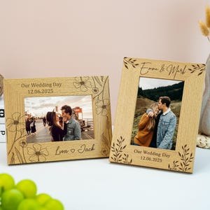 Cadre photo de mariage personnalisé, cadre photo gravé pour couple, cadeau de fiançailles, cadeau de mariage personnalisé, cadeaux d&#39;anniversaire, décoration d&#39;intérieur