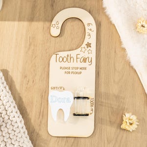 Personalised Tooth Fairy Pickup Dropoff Door Hanger,kids Easter Gift,custom Tooth Fairy Door Hanger,wooden Tooth Fairy Sign,baby Shower Gift