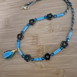 Malachite/Chrysocolla Floral Necklace