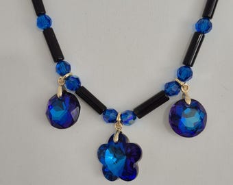 Collana girocollo in cristallo e onice con orecchini coordinati