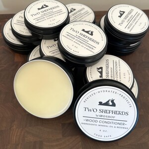 Wood conditioner made with all-natural beeswax and food grade mineral oil. Use on all wood boards and utensils in the kitchen.