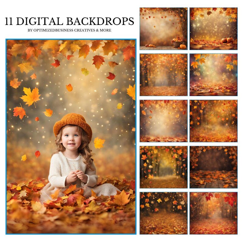 11 Autumn/ Fall Digital Photography Backdrops, Photoshop Overlays ...