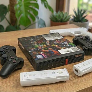 Mini PC RetroGaming Dual Boot i3-8100T, 8 GB 128GB NVMe 500 HDD –  2 Gamepad + 2 LightGun