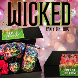 Wicked Party Geschenkbox, Pyjama-Party, personalisiertes Geschenk, Sleepover-Geschenkbox, alles Gute zum Geburtstaggeschenk, Mädchenparty, Elphaba, Glinda