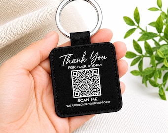 Custom Logo Keychain for Small Business, Personalized QR Code Keychain, Promotional Branded Gift