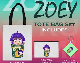 Tote Bag Set with matching keychain and Pouch