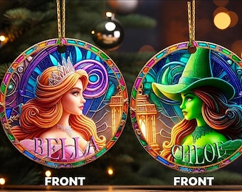 Wicked Musical Ornament Set, Stained-Glass Style, Good Witch Bad Witch (2.75" MDF)