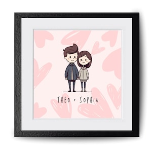 Digital Custom Couple Portrait, Cute Cartoon Anime Caricature, Personalized/Anniversary/Wedding Gift, Valentines Day Gift, Digital Download