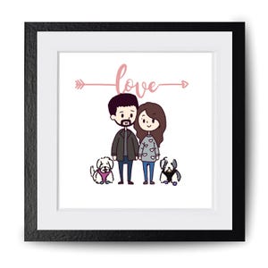 Custom Cartoon Portrait from Photo, Personalized Couple Cartoon, Digital Couple Illustration, Couple Cartoon Drawing, Couple Wedding Gift