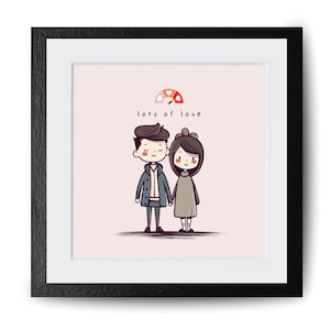 Digital Custom Couple Portrait, Cute Chibi Cartoon Anime Caricature, Family, Personalized/Anniversary/Wedding Gift, Valentines Day gift