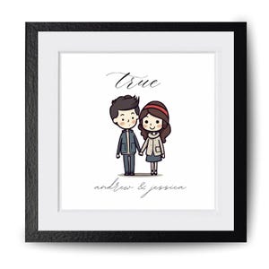 Portrait numérique de couple personnalisé, caricature de dessin animé mignon, famille, cadeau personnalisé/anniversaire/mariage, cadeau Saint Valentin