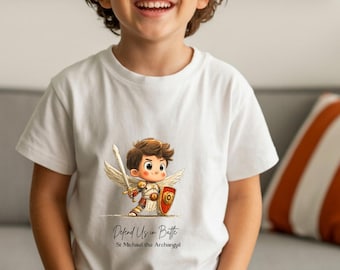 St Michael the Archangel Toddler T-Shirt, Catholic Kids Tee, Courage & Faith Shirt, Christian Gift