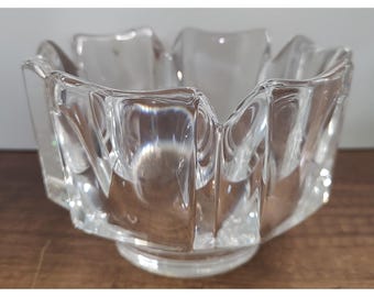 Cuenco de cristal Corona de Orrefors Suecia vintage, firmado y numerado por Lars HELLSTEN, S6