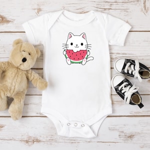 Watermelon Kitty Bodysuit, Cat Baby Gift, Cat Lover Baby Gift, Cat Baby Bodysuit, Cat Sibling Bodysuit, Baby Shower Gift, Kitten bodysuit