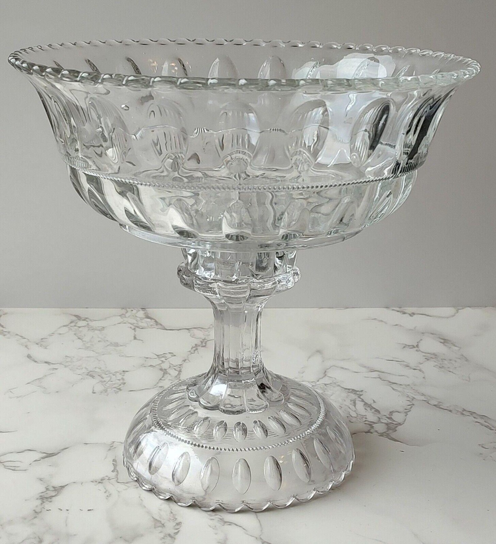 Vintage Clear Glass Crystal Cut Pedestal Dish Bowl Compote Dish 2 ...