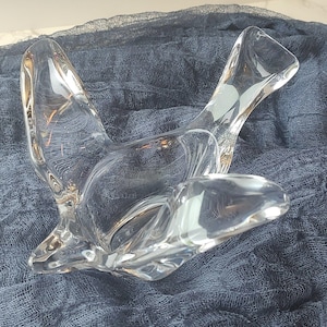 Vintage Art Glass Clear Glass Flying Bird Dish Candy Dish Trinket Dish B1