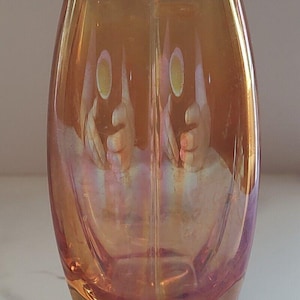 Vintage Amber Rectangular Bud Flower Vase 4.75 Inches Tall Floral