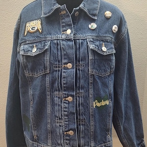 Green Bay Packers Adult Large Denim Jacket Football Jean Jacket Original NFL B18