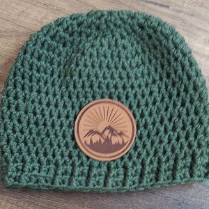 Handmade häkeln Leder Patch Baum Kreis Baby Hut 0-6 Monate Dusche Geschenk