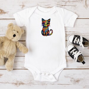 Body de gato con diseño de garabatos, regalo para bebé de gato, regalo para bebé amante de los gatos, body de gato para bebé, body de gato para hermano, regalo para baby shower, body de gatito