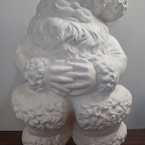 Vtg Ceramic &quot;Winking&quot; Santa Figurine Christmas Large 19&quot; Unpainted Atlantic Mold