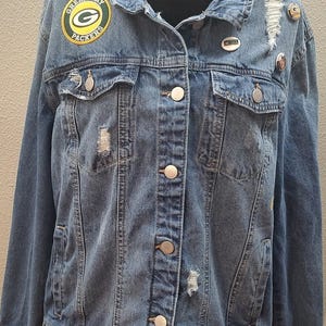 Green Bay Packers Adult Large Denim Jacket Football Jean Jacket Original NFL B17