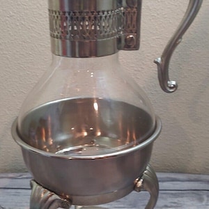 Carafe à café en étain avec réchaud F.B Rogers vintage