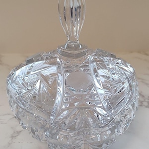 VTG American Brilliant Period Cut Glass Footed Compote Candy Dish 6x7” B7