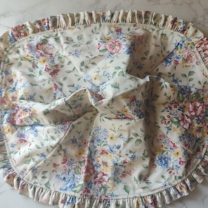 Forro para cesta grande con volantes y flores de primavera para Pascua de Longaberger n.º 20291138 NUEVO A7
