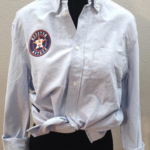 H&M Adult Small Light Blue Button Down One Of A Kind Houston Astros Game Day Shirt B20